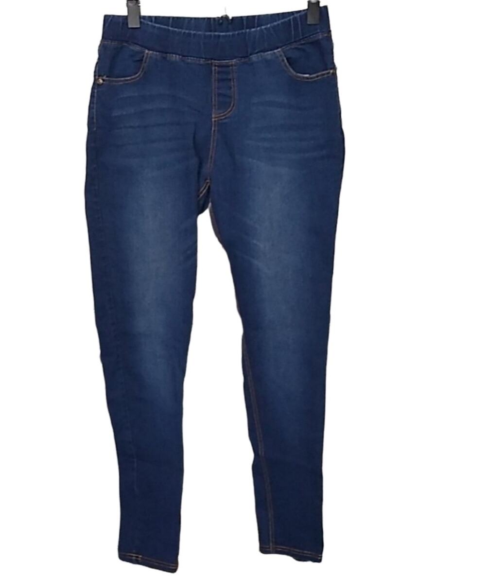 Color 5 Womens Medium Denim Dark Wash Pull On Stretch Jegging Pockets